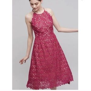 BHLDN Anthropologie Hitherto James Lace Fuchsia Dress EUC